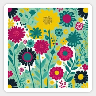 A Playful Bouquet of Vibrant Flowers Pattern Sticker